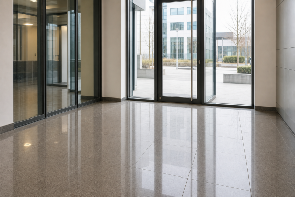 Gebäudereinigung – NACHHER Sauberer Gebäudeeingang nach professioneller Gebäudereinigung